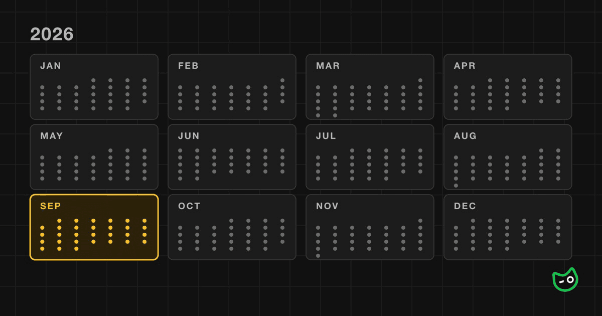 Year calendar with September highlighted